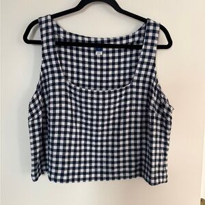 Old Navy Navy & White Gingham Cropped Tank